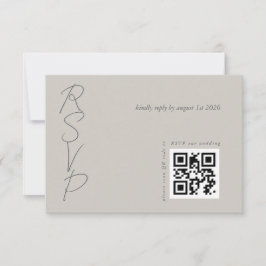 Cartão RSVP Código QR de casamento elegante cinza Taupe