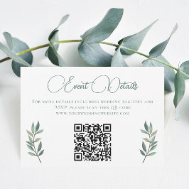 Cartão RSVP Código QR de Casamento Elegante Eucalyptus Leaf
