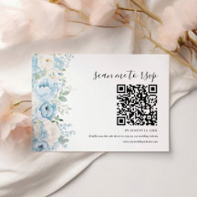 Código QR de Casamento Floral Boho Azul Empoeirado