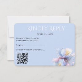 Cartão RSVP Código QR de casamento floral botânico pastel artí