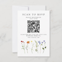 Cartão RSVP Código QR de Casamento Floral de Orgulho gay LGBTQ