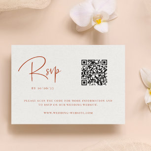 Cartão RSVP Código QR de Casamento Floral de Terra Cotta Fall