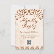 código QR de casamento floral em marfim mexicano