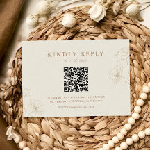 Código QR de casamento floral marfim minimalista t
