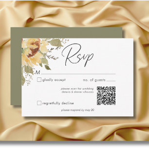 Cartão RSVP Código QR de Casamento Grande Boho Sunflowers Rúst