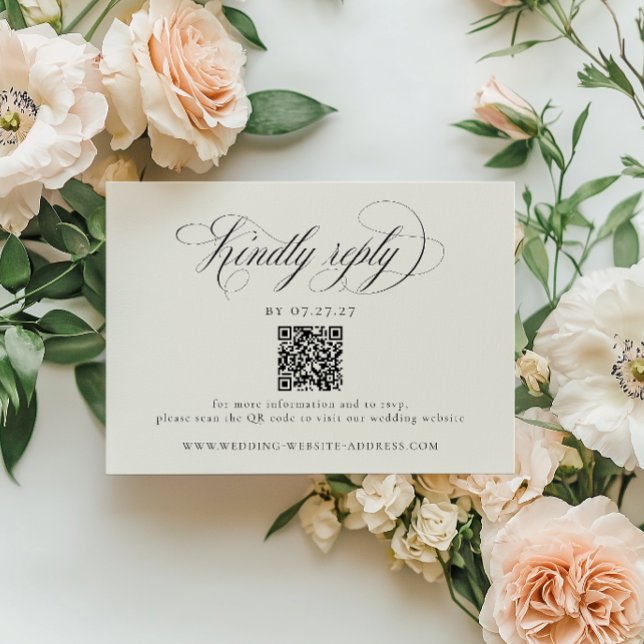 Cartão RSVP Código QR de Casamento Listras Imponentes (Criador carregado)