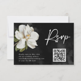Cartão RSVP Código QR de Casamento Magnolia