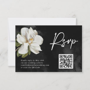 Cartão RSVP Código QR de Casamento Magnolia