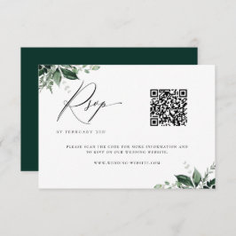 Cartão RSVP Código QR de Casamento Minimalista Botânico Natura