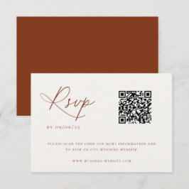 Cartão RSVP Código QR de Casamento Minimalista de Desert Sienn