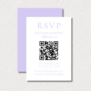 Cartão RSVP Código QR de Casamento Minimalista Lavanda Clássic