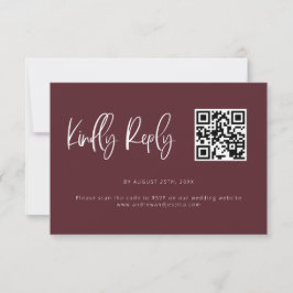 Cartão RSVP Código QR de Casamento Minimalista Mínimo do Merlo