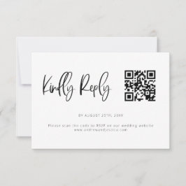 Cartão RSVP Código QR de Casamento Minimalista Moderno