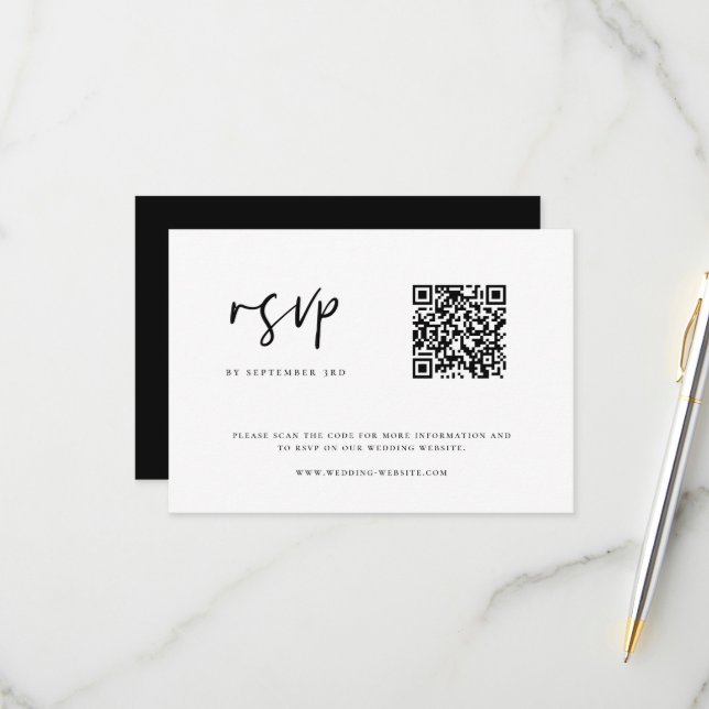 Cartão RSVP Código QR de Casamento Minimalista Moderno (Frente/Verso In Situ)