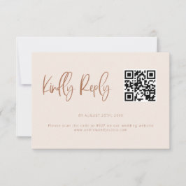 Cartão RSVP Código QR de Casamento Minimalista Moderno e Rosa 