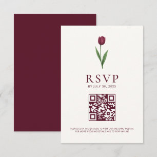 Cartão RSVP Código QR de Casamento Minimalista Simples Tulipa