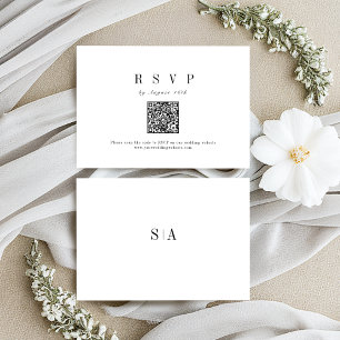 Cartão RSVP Código QR de casamento minimalista sofisticado