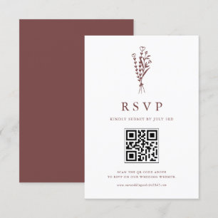 Cartão RSVP Código QR de Casamento Mínimo dos Botânicos