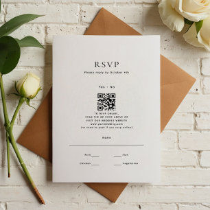 Cartão RSVP Código Qr de Casamento Mínimo Moderno