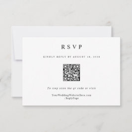 Cartão RSVP Código QR de Casamento Moderno Elegante Simples Cl