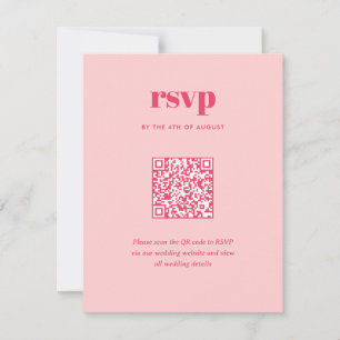 Cartão RSVP Código QR de Casamento Moderno Rosa Tendência Mix