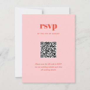Cartão RSVP Código QR de Casamento Moderno Rosa Tendência Mix