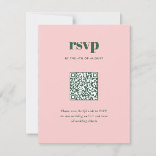 Cartão RSVP Código QR de Casamento Moderno Rosa Verde Tendênci