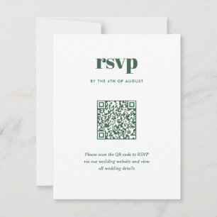 Cartão RSVP Código QR de Casamento Moderno Verde Tendência Mix