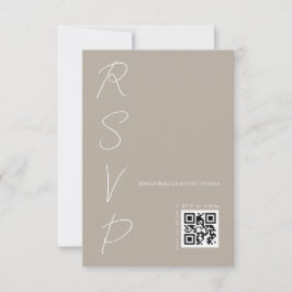 Cartão RSVP Código QR de Casamento Neutro Moderno
