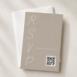 Cartão RSVP Código QR de casamento neutro moderno