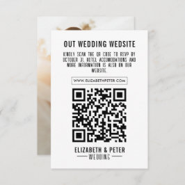 Cartão RSVP Código Qr de Casamento Preto Retroativo Mínimo Fot