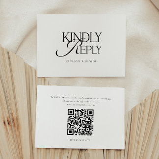 Cartão RSVP Código QR de Casamento "Responda por Favor" Roteir