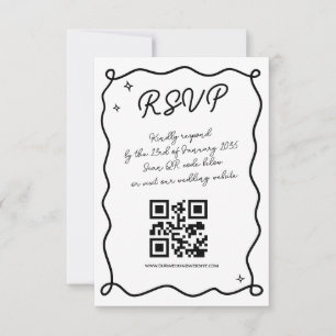 Cartão RSVP Código QR de Casamento Reunido Manuscrito Whimsica
