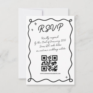 Cartão RSVP Código QR de Casamento Reunido Manuscrito Whimsica