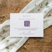 Código QR de Casamento Roxo Lavanda Vitoriano Anti