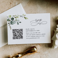 Código QR de Casamento Verde com Eucalipto Azul Em
