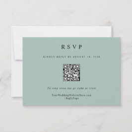 Cartão RSVP Código QR de Casamento Verde de Sage Moderna Elega