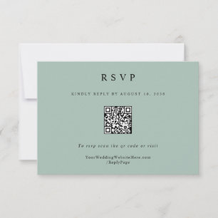 Cartão RSVP Código QR de Casamento Verde de Sage Moderna Elega