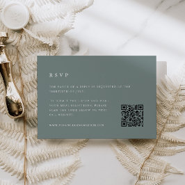 Cartão RSVP Código QR de Casamento Verde Sage