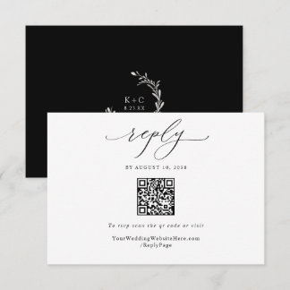Cartão RSVP Código QR de Casamento Vintage Elegante Simples
