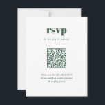 Cartão RSVP Código QR de Combinação de Casamento de Combinação<br><div class="desc">A moderna placa RSVP de código QR de casamento de combinação de combinação verde moderna apresenta emparelhamento de tipo moderno em cores ousadas e modernas.</div>