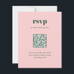 Cartão RSVP Código QR de Combinação de Casamento de Combinação<br><div class="desc">A moderna Carta RSVP de Código QR de Combinação de Combinação de Combinação Verde Verde Rosa apresenta pares de tipos modernos em cores ousadas e modernas.</div>