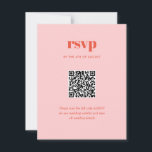 Cartão RSVP Código QR de Combinação de Casamento de Mistura de<br><div class="desc">Modern Pink Trendy Mix Match Match Wedding QR Code RSVP Card apresenta pares de tipos modernos em negrito,  cores modernas</div>