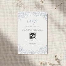 Código QR de confirmação de casamento floral azul 