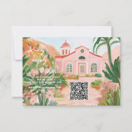 Cartão RSVP Código QR de destino rosa no México