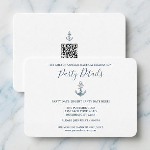Cartão RSVP Código QR de Festa de Aniversário Âncora Listrada