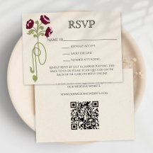 Código QR de Flores Rosa Borgonha Art Nouveau Vint