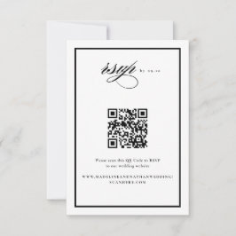 Cartão RSVP Código QR de Script Elegante Preto e Casado