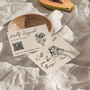 Cartão RSVP Código QR Desenhado à Mão Bolo Floral Casamento