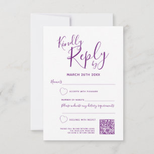 Cartão RSVP Código QR do casamento de abstrato roxo da Maure